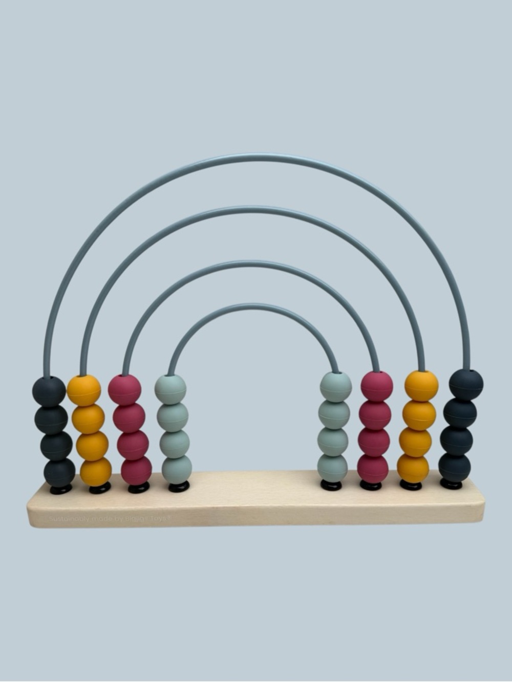 Bigjigs Toys Rainbow Abacus Educational Wooden Base Food-Grade Silicone Beads